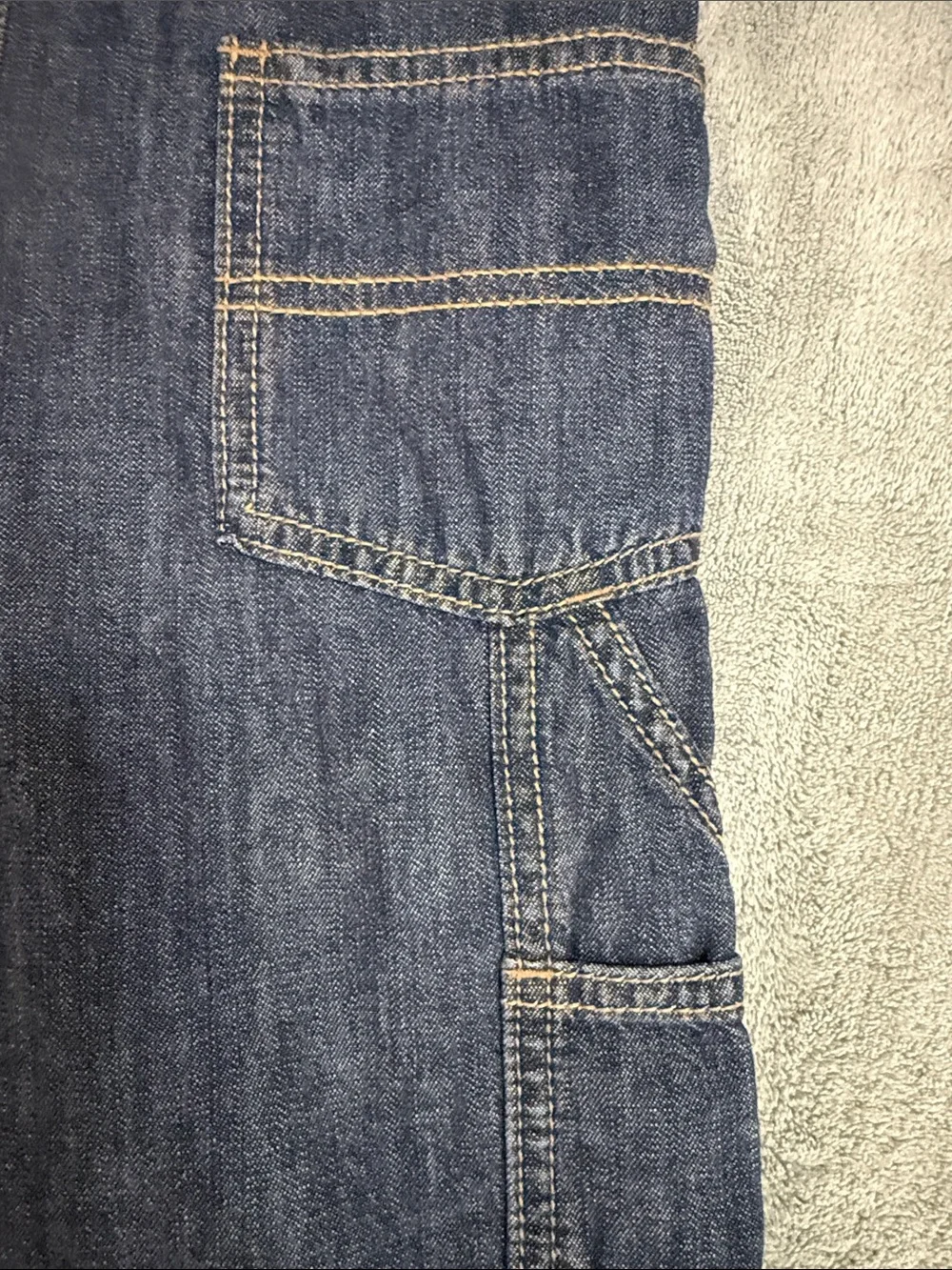 OshKosh B'gosh Dark Blue Denim Overalls with Red Plaid Cuffs